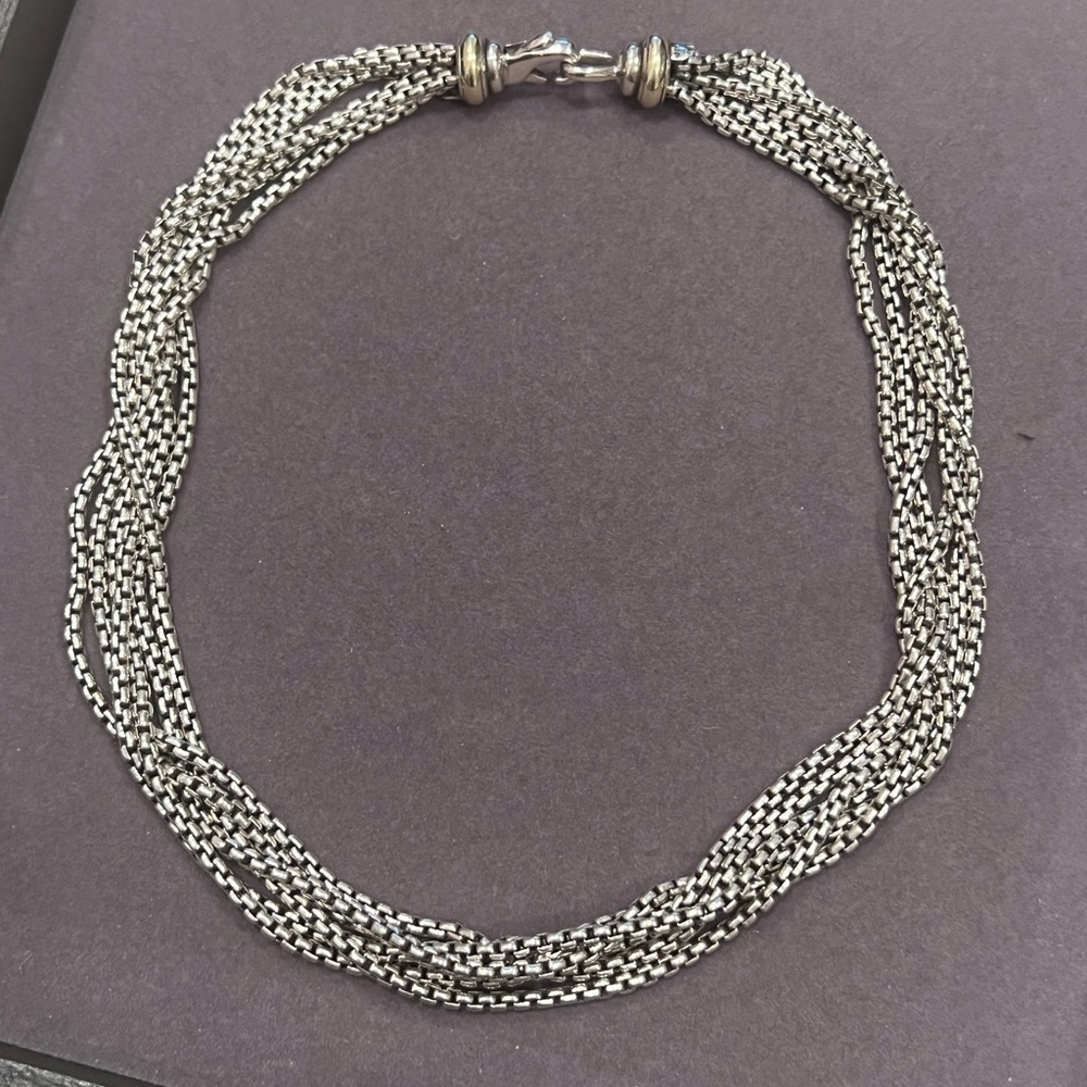 David Yurman Multi Strand Sterling Silver and Gold Necklace